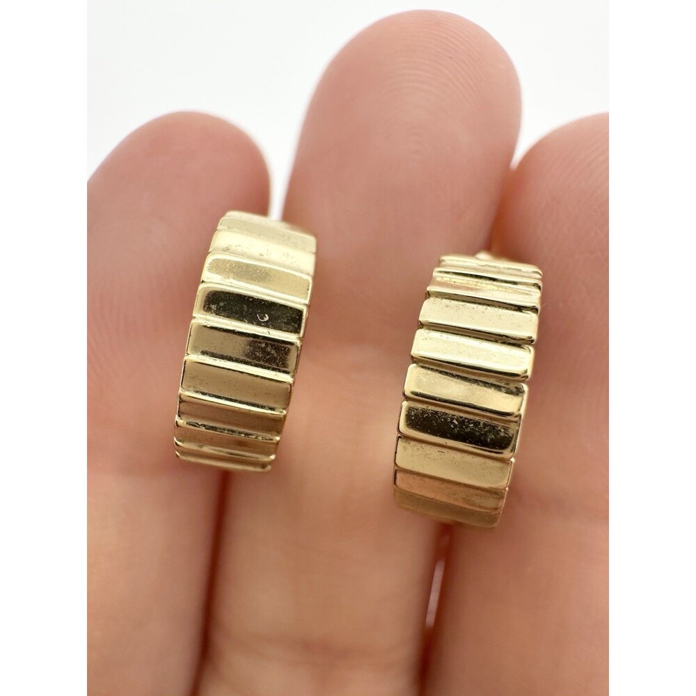 925 STERLING GOLD VERMEIL HOOP PIERCED EARRINGS